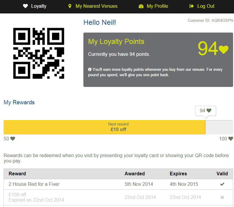 An example of your Customer Rewards Web Site.